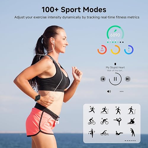 Miniatura 4 de Relojes inteligentes para mujeres y hombres de 1.27" HD con rastreador de actividad física con monitor de ritmo cardíaco/sueño/pasos/SpO2, reloj