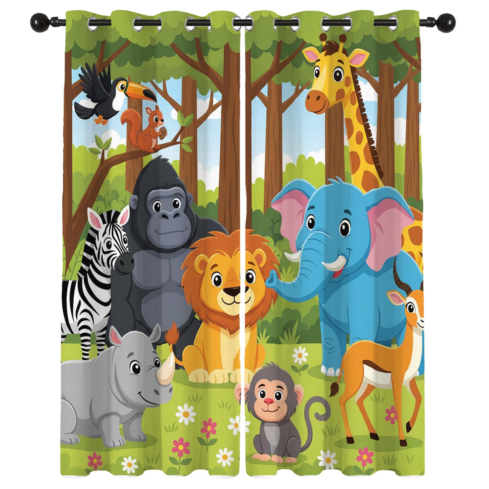 Rideau occultant thermique safari enfant 140x220 cm lot de 2