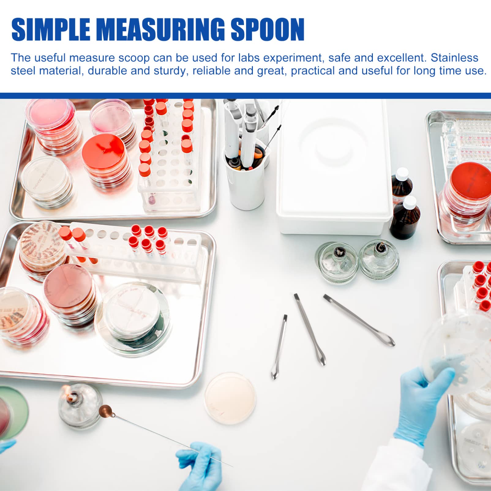 HOLIDYOYO 12pcs Spoon Lab Spatula Science Spatula Equipment Micro Spatula Useful Measure Mini Scoop Micro for Experiment Measuring Scoop Sampling Measure Stainless Spatula Stainless Steel