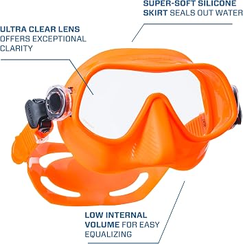 SCUBAPRO Steel Pro Scuba Diving Mask for Freediving, with Single Lens and Frameless, Low Volume Design