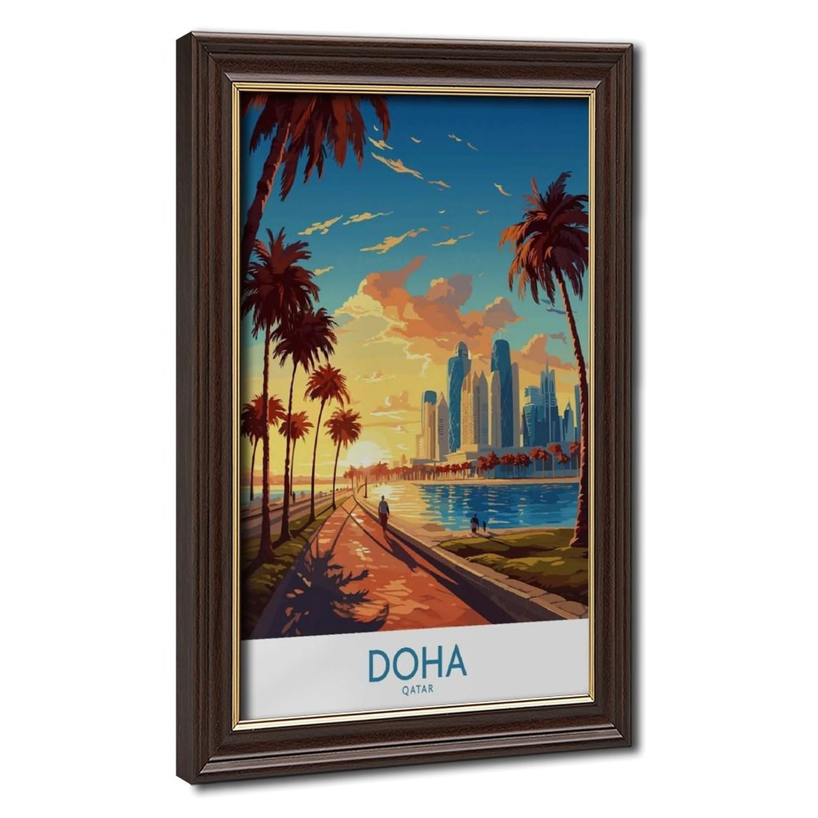 Bareronor Mokume Gane Frame-Style Doha Travel Canvas Poster For Dorm Room Decor Gift