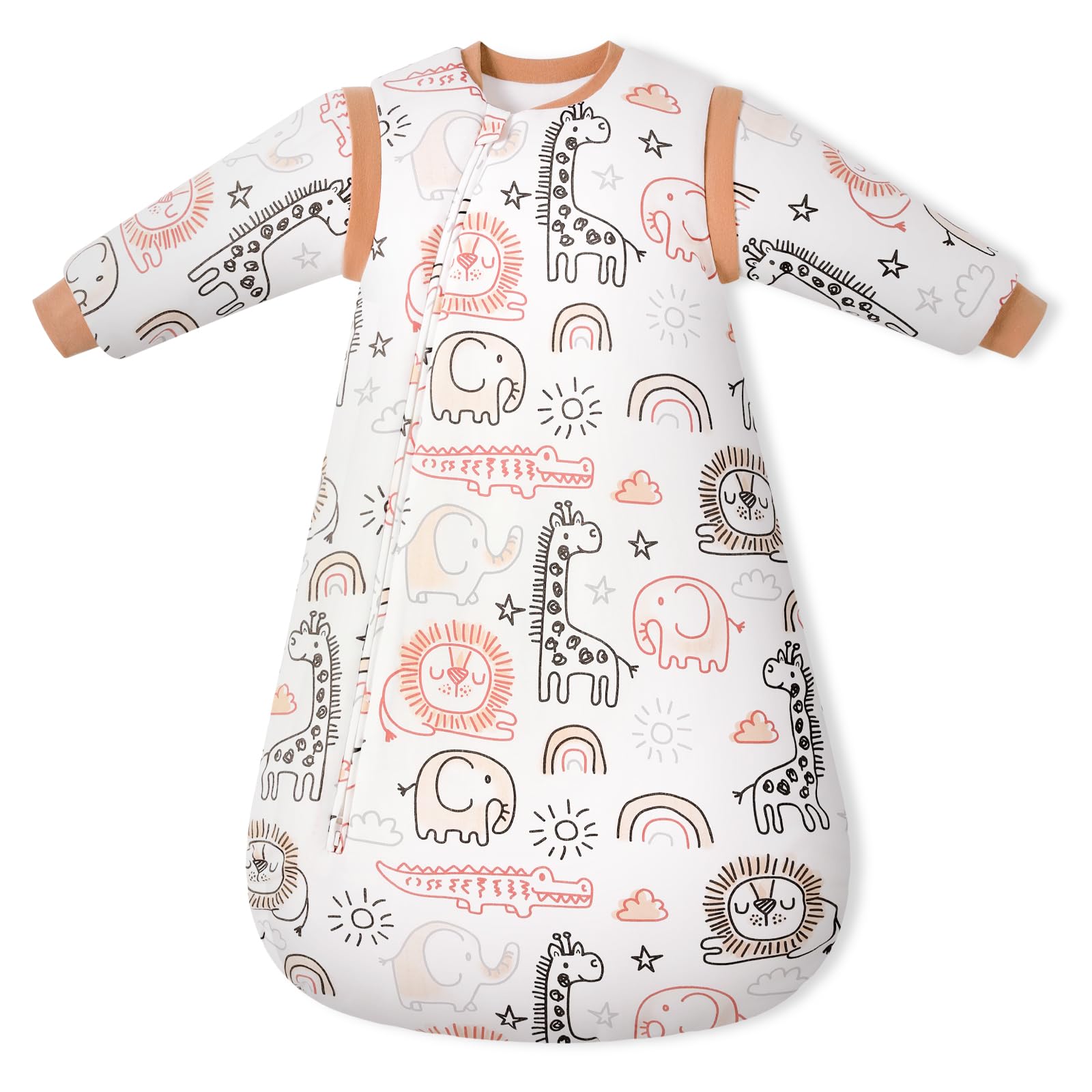Yoofoss Baby Sleeping Bag 3.0 TOG - 6-12 Months Winter Sleeping Bag Baby with Removable Long Sleeves 100% Organic Cotton Sleep Sack Newborn Infant Toddler Brown — image 1