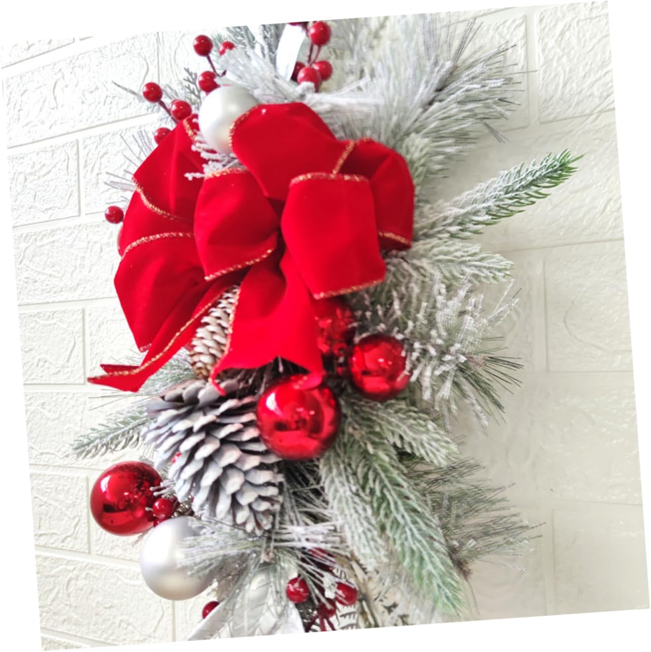 Xmas Stair Swag Christmas Decor Artificial Wreath for Stair Railing