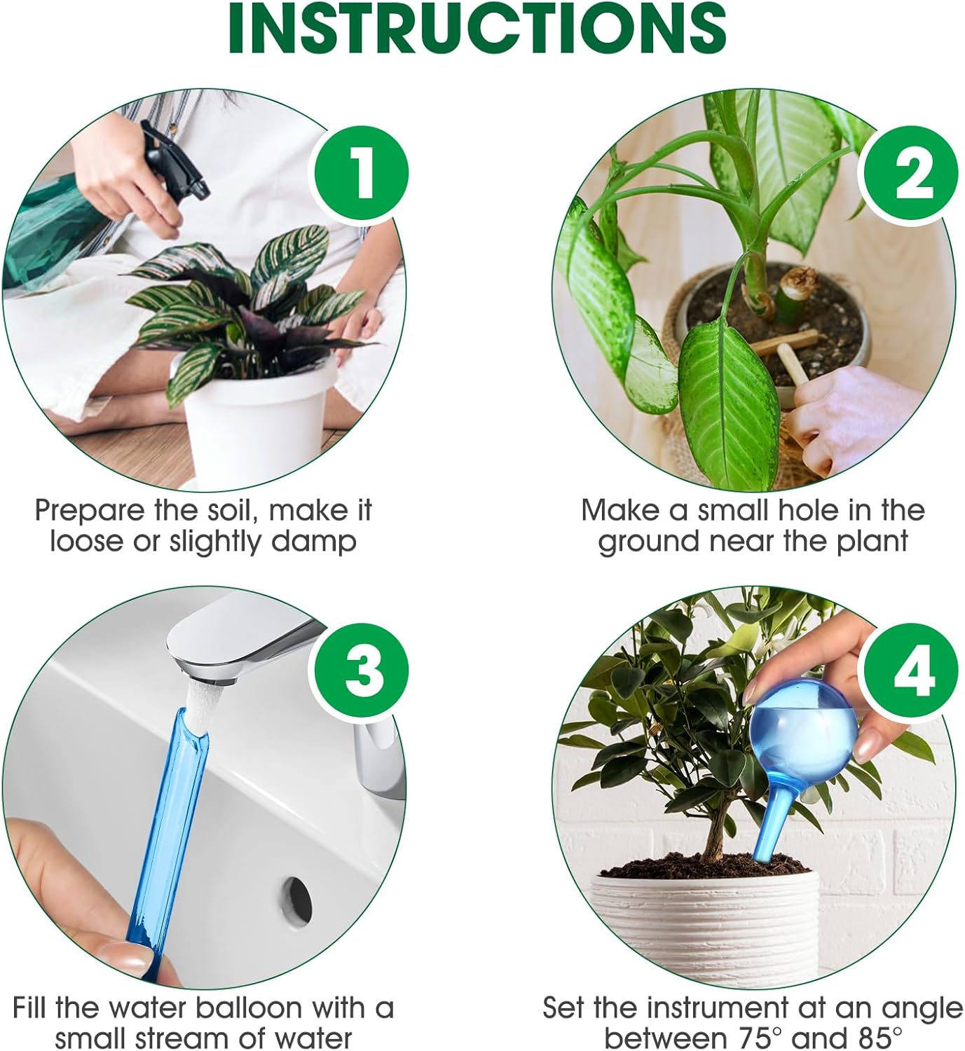 VZZNN 20 Pack Hard Plastic Plant Watering Globes (Blue) - Transparent Self Watering Globes for Indoor & Outdoor Potted Plants, Vacation Plant Care, Water Conservation Device