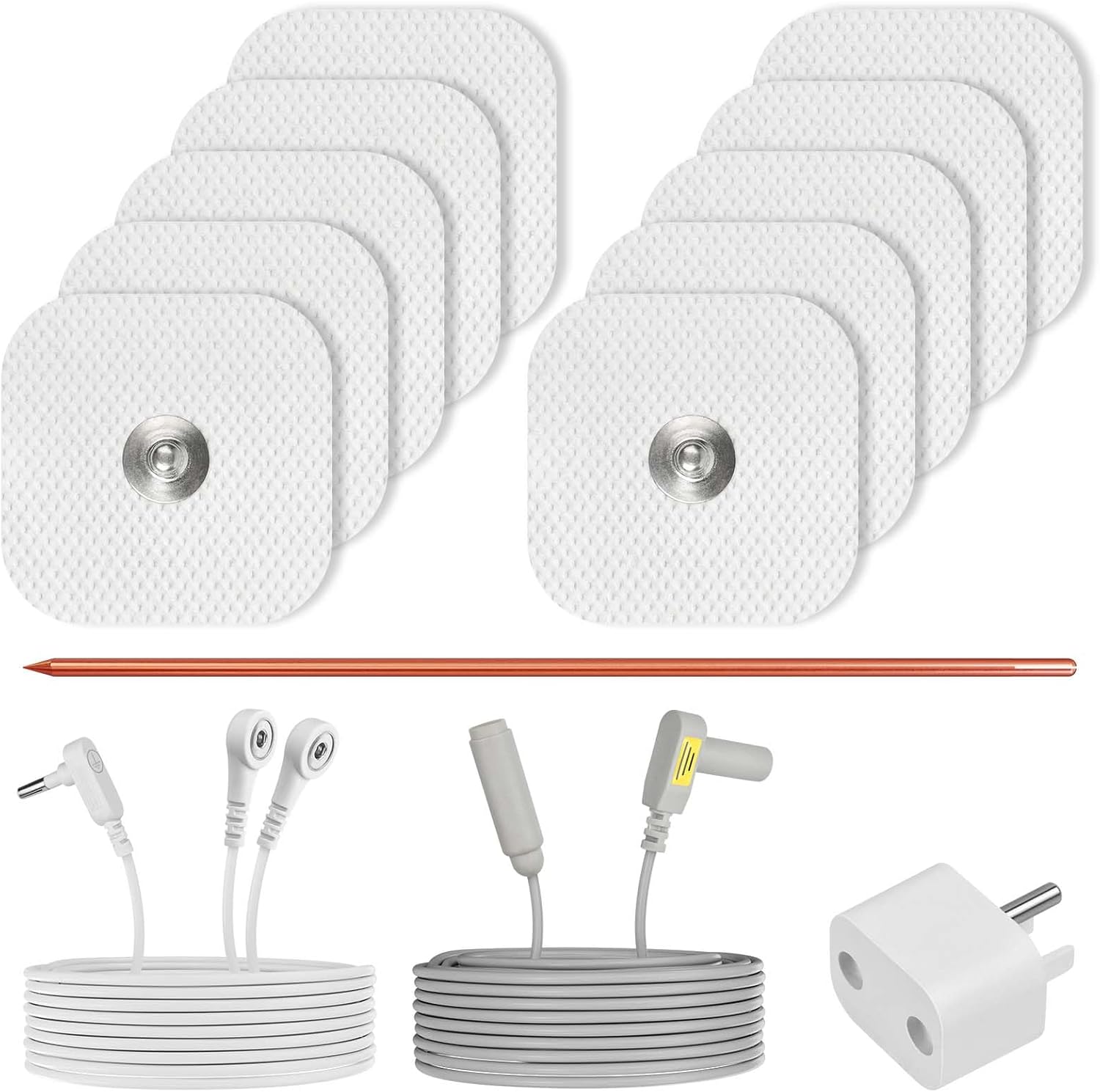 Grounding Patches 10 Pack with Copper Grounding Rod with Grounding Cord, Portable Ground Rod Kit，Earth Connected Grounding Therapy Grounding Products