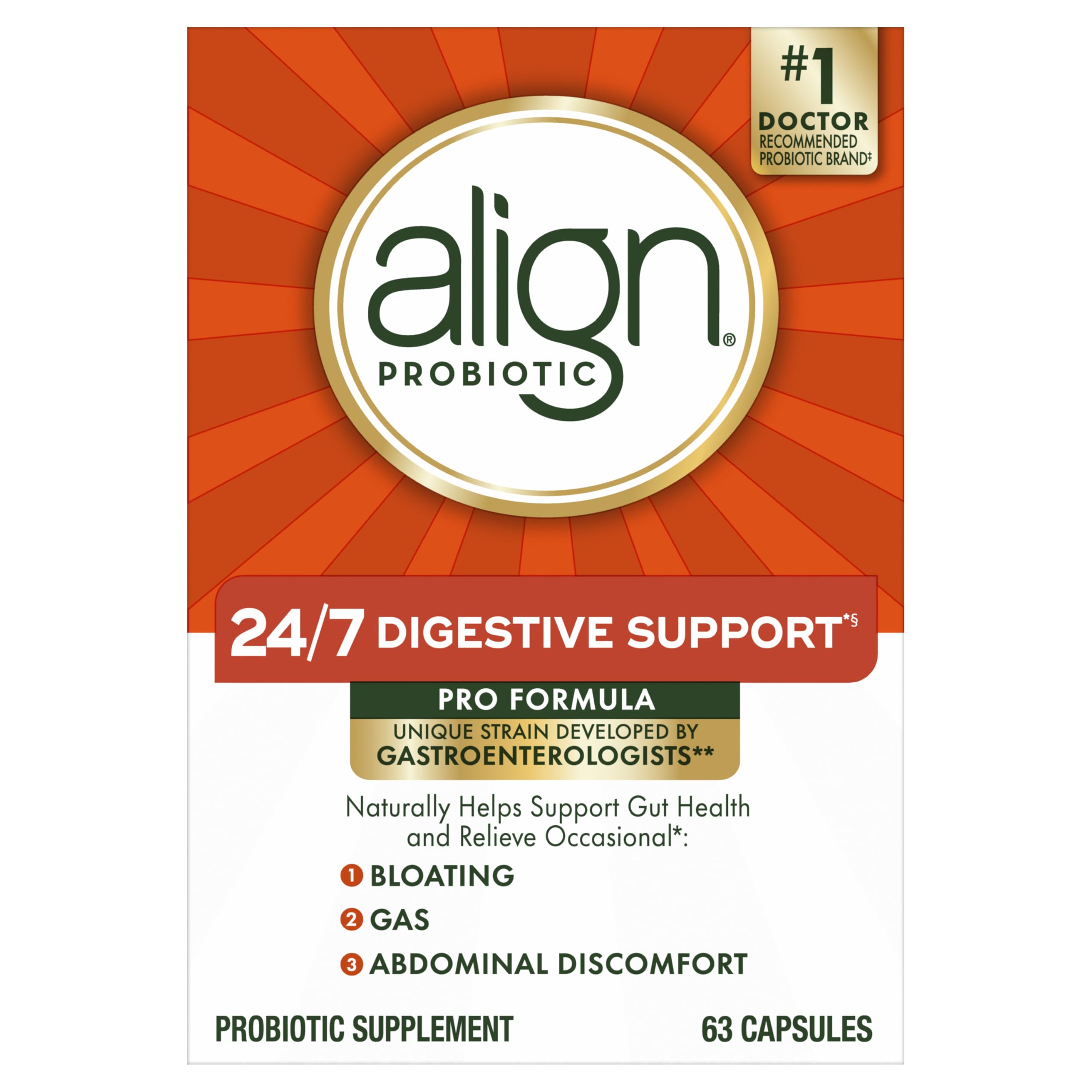 Align Probiotic, Pro Formula, Probiotics for Women and Men, Probiotics for Digestive Health, Men and Womens Probiotic Capsules Help Relieve Occasional Bloating & Gas*, 63 Capsules — Amazon image 11