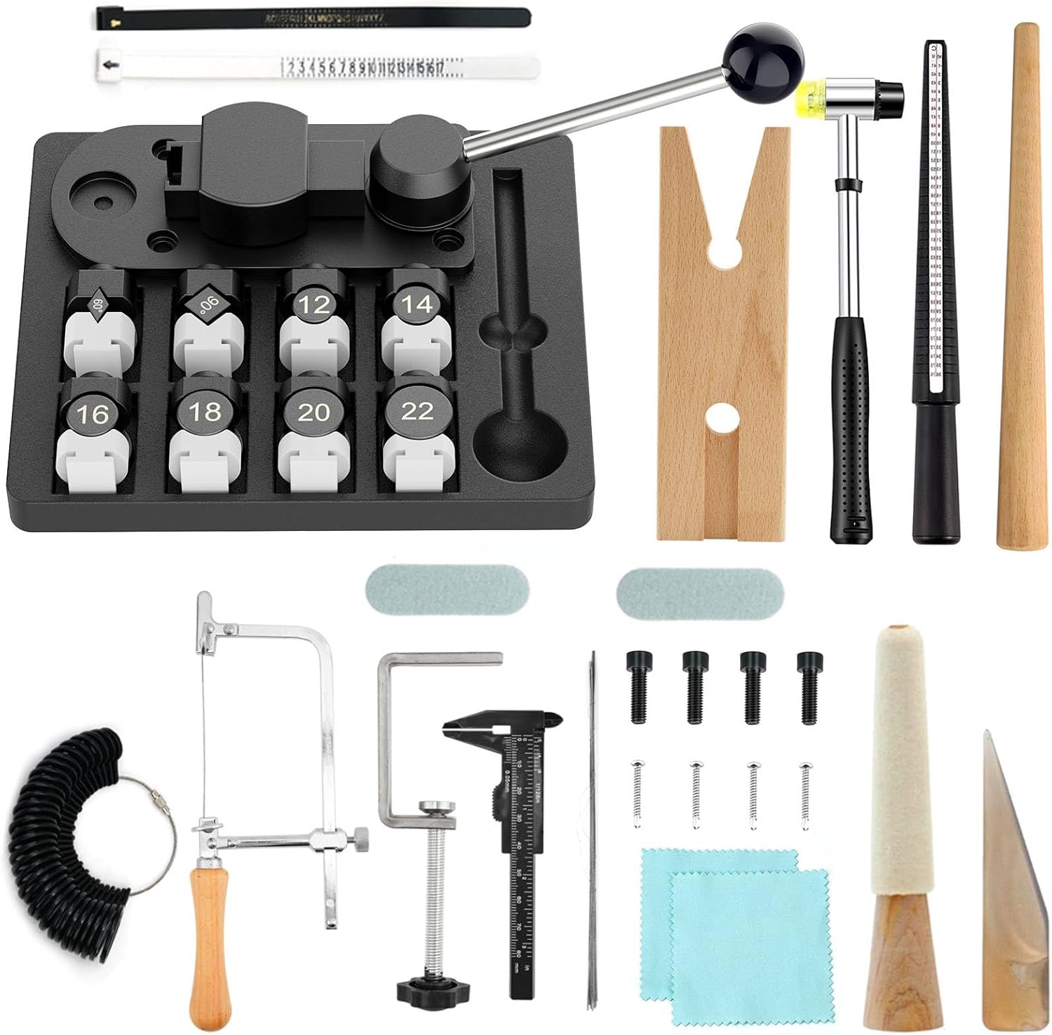 JAZORR Ring Bender Tool Ring Bending, Spoon Rings Maker Machine Jewelry Making Kit with Nylon Dies Earring Rings Bender Machine Sizer Measuring Tool Multi-Functional Jewelry Tools