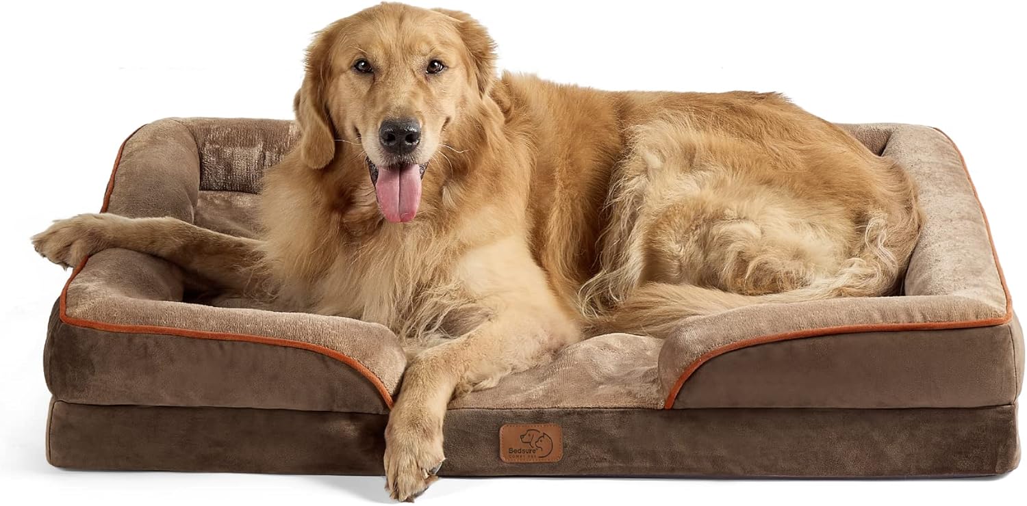 Bedsure Extra Large Dog Sofa Bed Washable Orthopedic Dog Beds with Removable Flannel Zipper