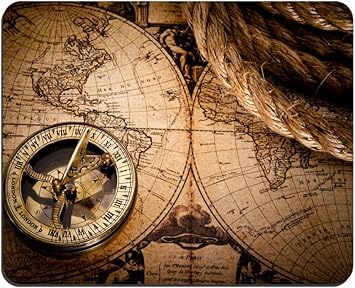 Amazon.co.jp:ワールドマップ古いコンパス背景ノンスリップゴムマウス