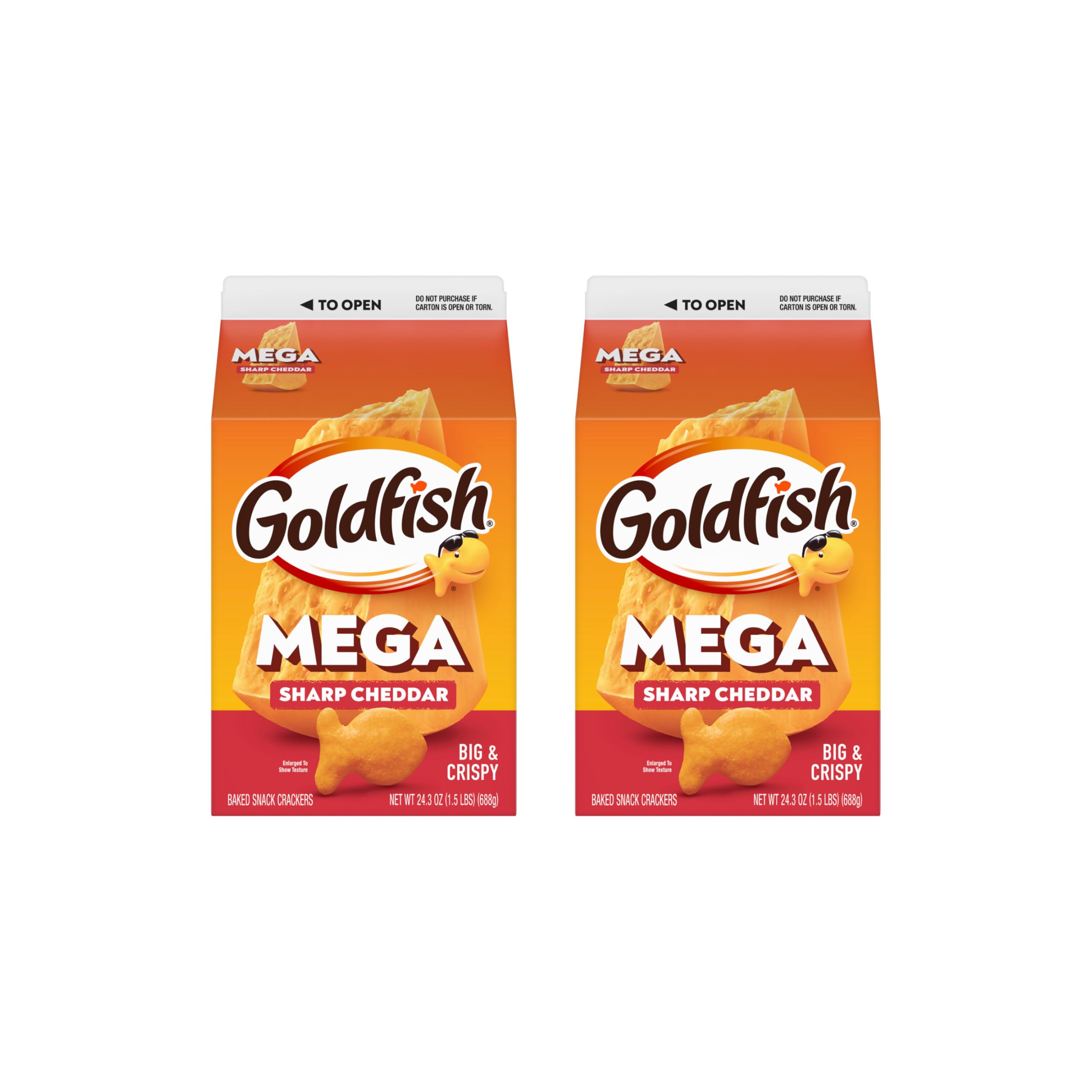 Mega Bites, Sharp Cheddar Crackers, 24.3 Oz Carton (Pack of 2)