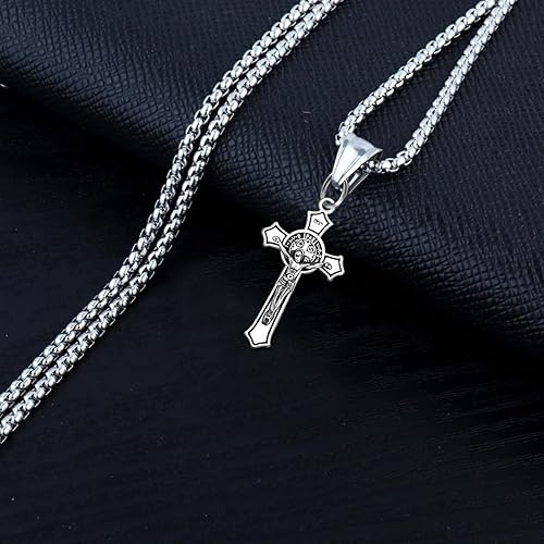 Miniatura 6 de 30 dijes de cruz católica de Jesús de aleación, esmalte de San Benito, medalla de San Benito, dije de crucifijo para hacer joyas, cuentas de