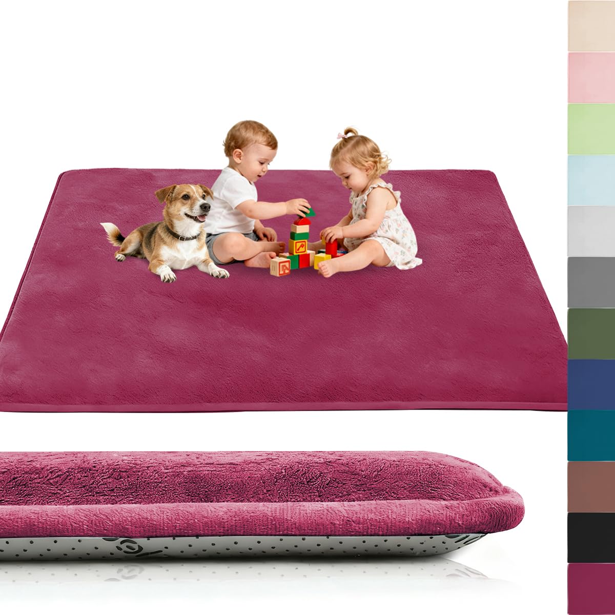 Voxirum Coral Velvet Rug for Children, Crawling Rug Baby, 0.78in Thick Memory Foam Rug, Extra Soft Activity Floor Mat, Non Slip Crawling Mat for Toddlers, Infants, Kids, Yoga Mat, 40 x 60 cm โ image 1
