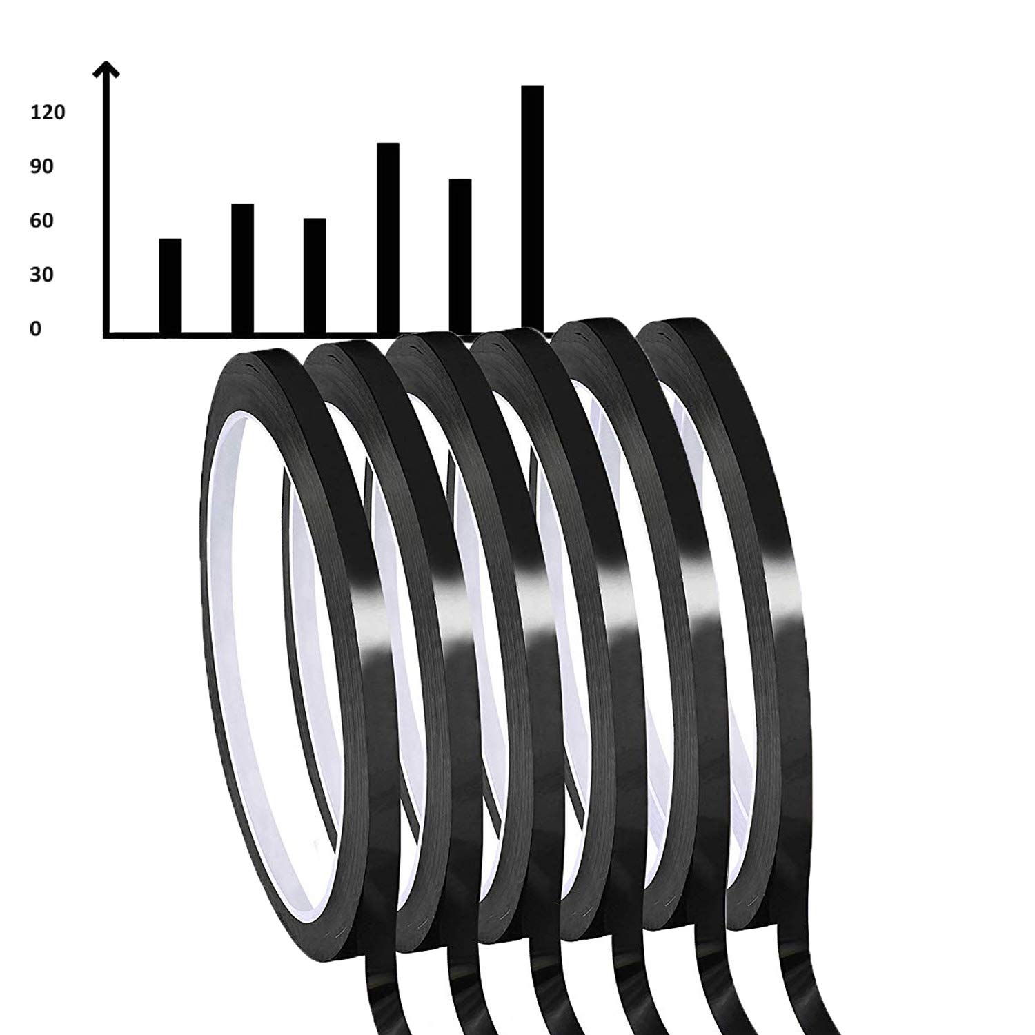 YTFGGY Whiteboard Pinstripe Tape 6 Rolls 1/8" Thin White Board Dry Erase Line