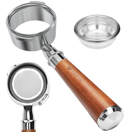 58mm Bottomless Portafilter, Professional Stainless Steel Portafilter 2 Ears for 58 Gaggia Machines- Not suitable with E61 groupheads,with Rosewood Handle & Filter Basket