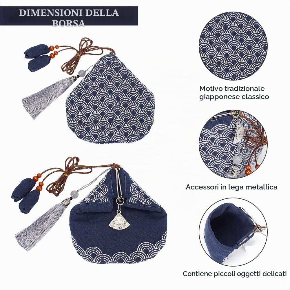 FREEBLOSS Kit Fai Da Te Sashiko - Portamonete, Kit Da Cucito a Mano Con Forniture Complete, Kit Punto Croce Giapponese, Kit Ricamo per Principianti e Adulti