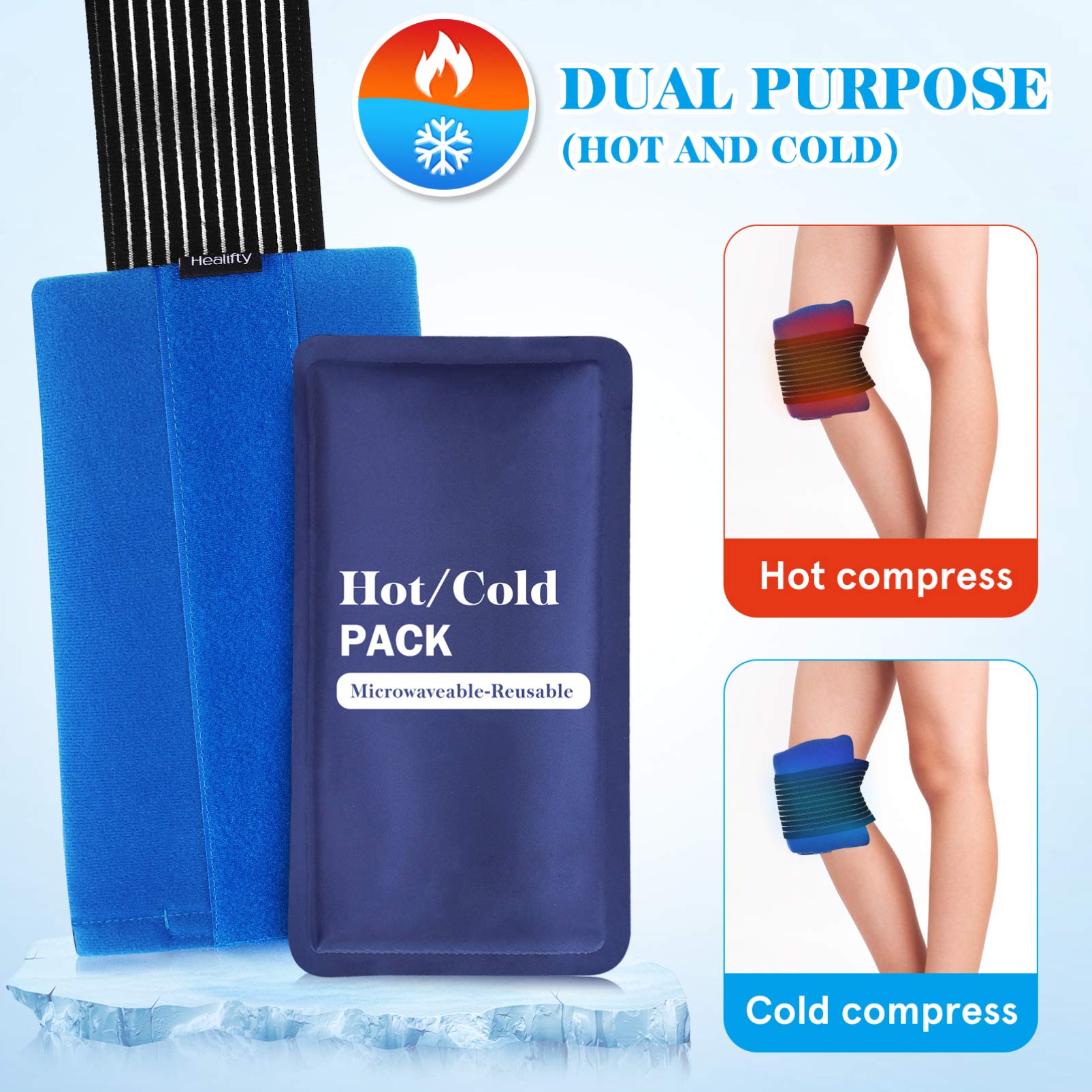 Healifty Gel Cold & Hot Pack Reusable Warm or Ice Pack for Injuries