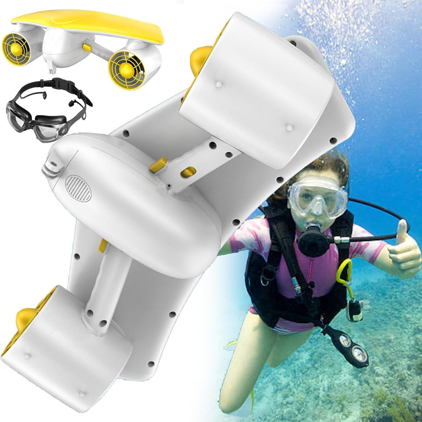 WDSOPK Professional Dual Motor Underwater Scooter for Adults - 3-Speed Diver Propulsion Vehicle,with 6000mah Battery,60min Runtime