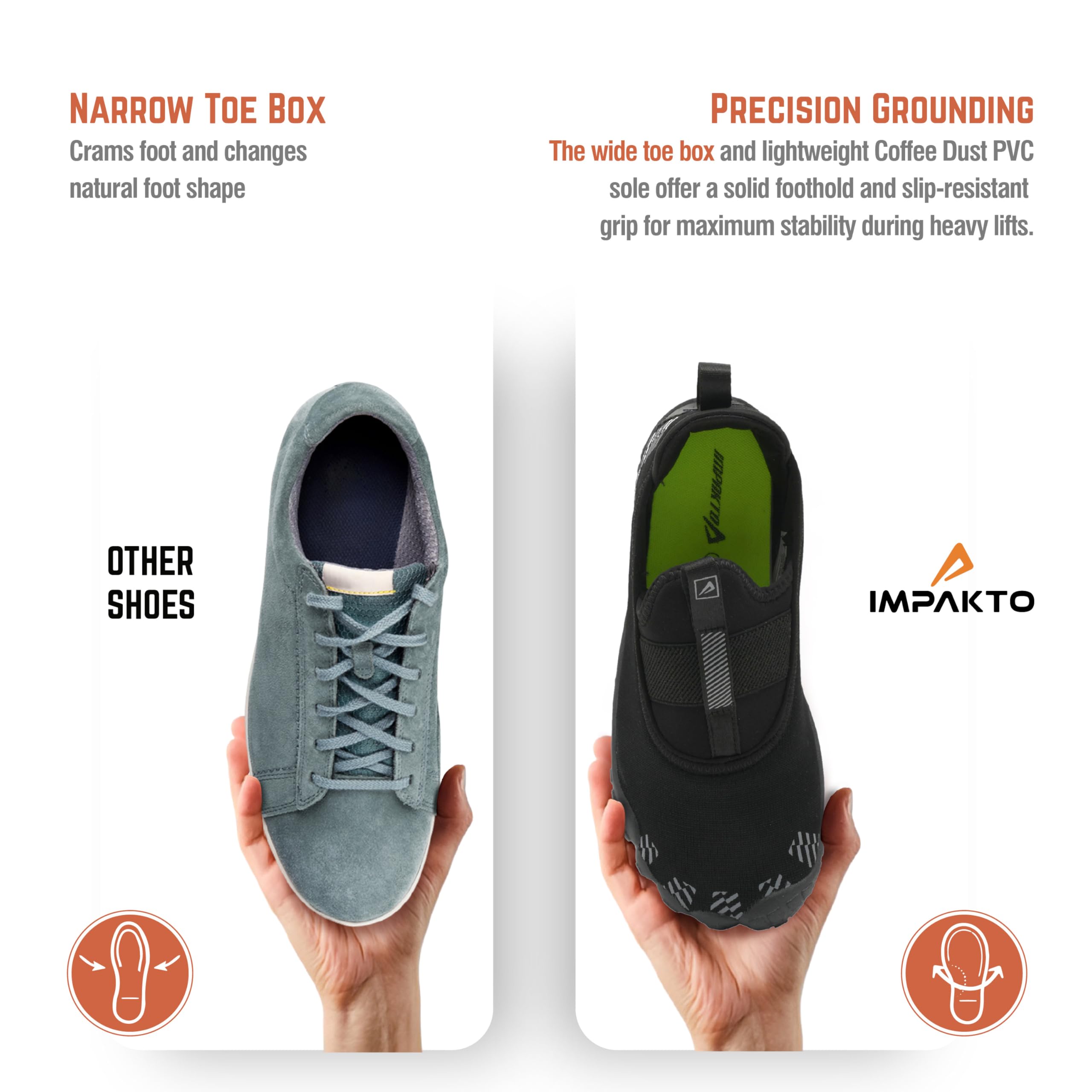 Impakto Barefoot Rooted Comfortable Big Toe Box Gym, Cross Training,Running, Walking Shoes for Men Black, 9 UK 1