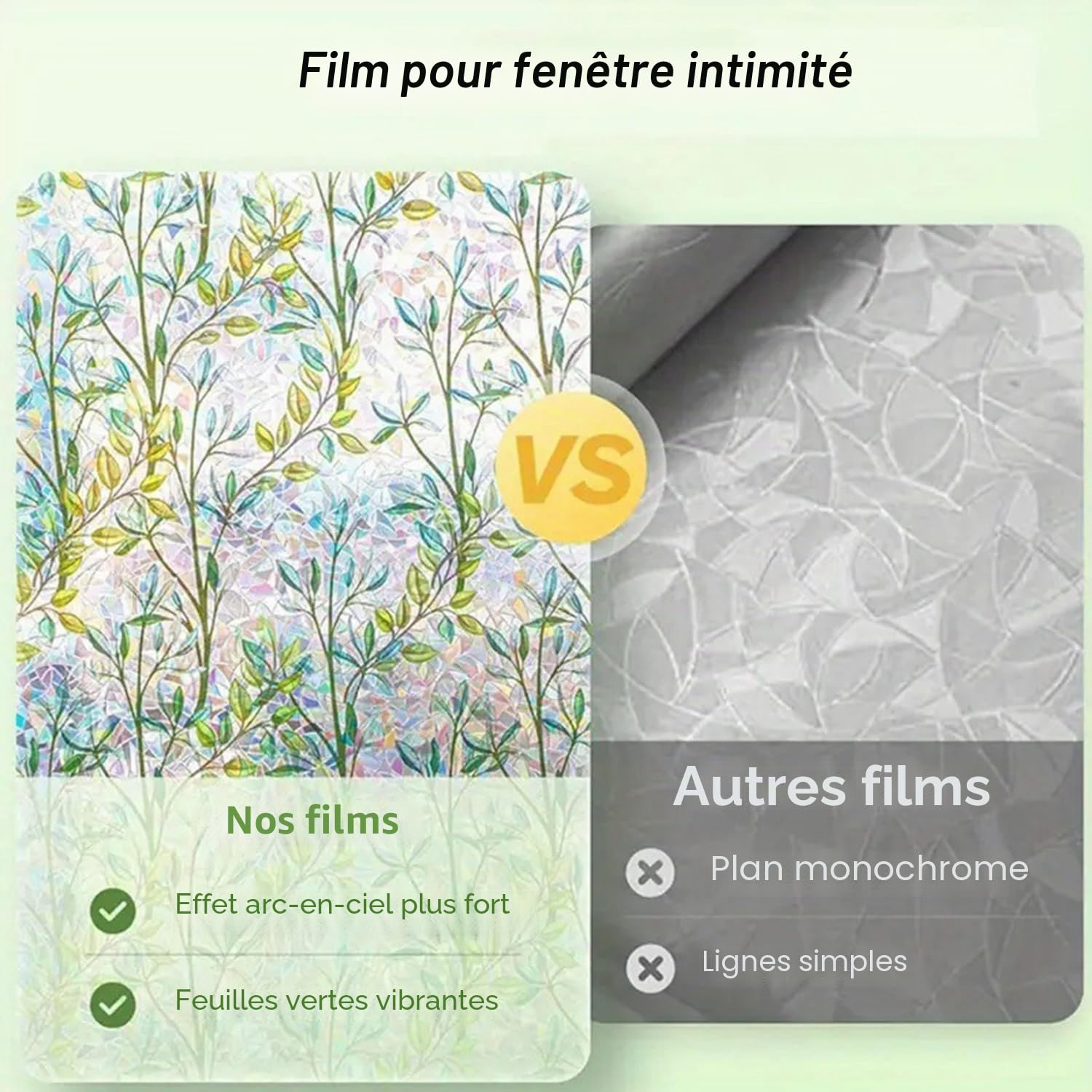 Film Anti UV Fenetre 75x400cm Film Anti Chaleur, Film Fenetre Anti Regard | Film electrostatique Vitre, Film Décorati avec Kit de Pose, pour Cuisine, Chambre, Salle de Bain, arc en ciel, opaque