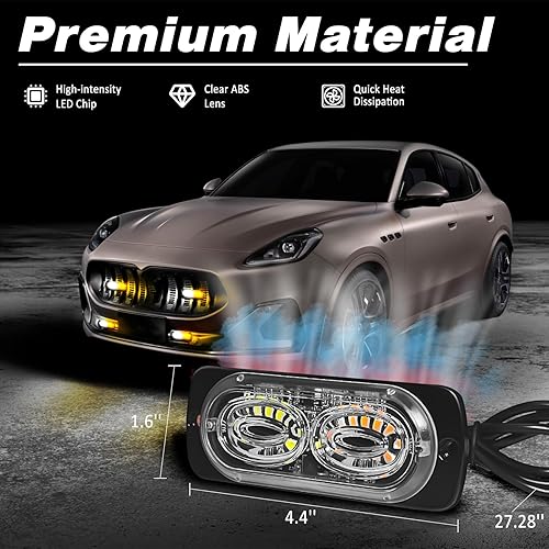 Miniatura 3 de DIBMS Paquete de 8 luces LED estroboscópicas de emergencia, 24 LED ultra delgadas, kit de luces de advertencia de peligro intermitentes para camión,