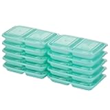 GoodCook 2-Compartment Food Storage Container Set with Snap-Shut Lids, Reusable Divided Snack Containers with Lids, Set of 10, Blue