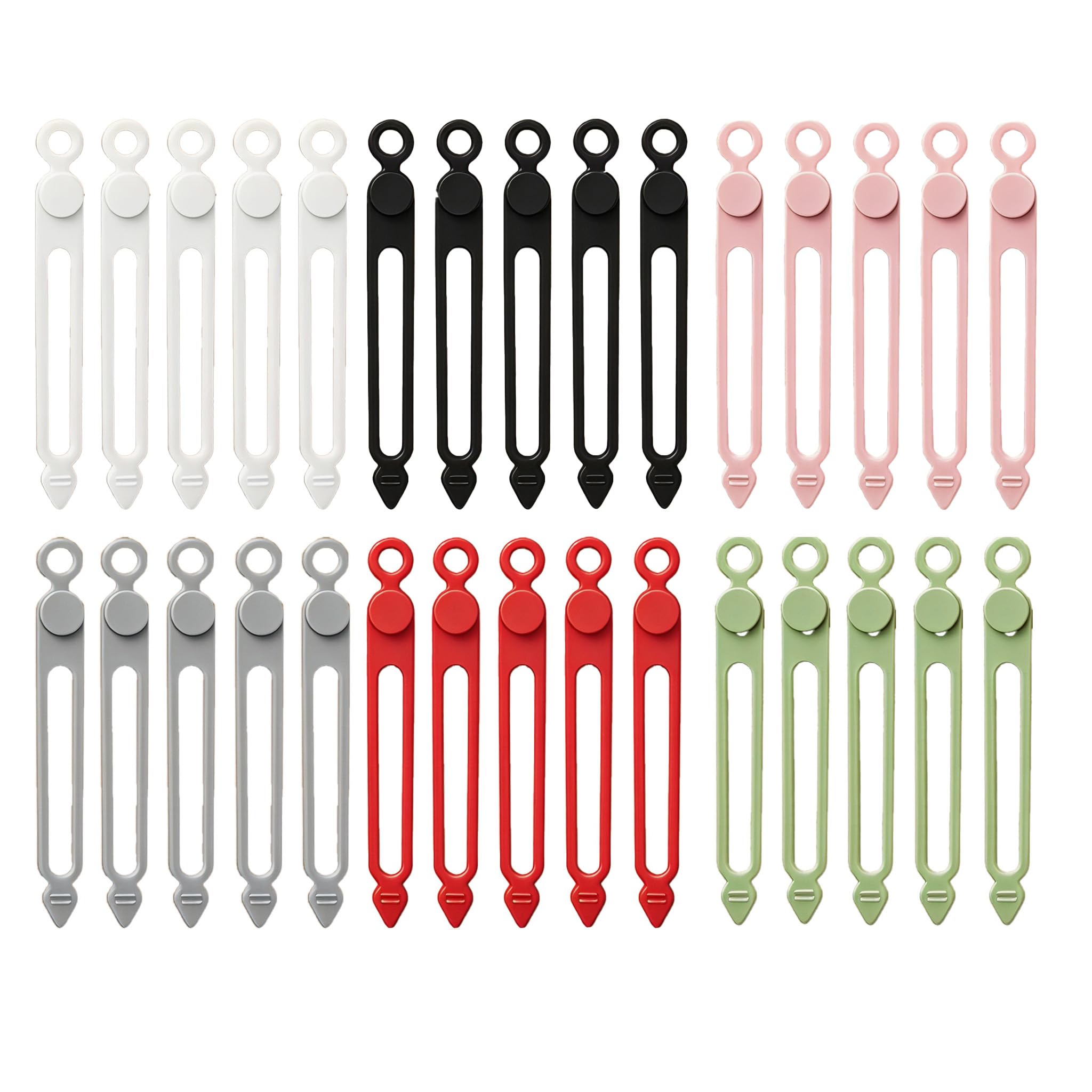 Reusable Cord Organiser, 11×1.2×1cm, 30 Pcs Cable Ties(6 Colours)