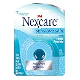 Nexcare Sensitive Skin Low Trauma Tape, 1 in x 4 yd, Pain-Free Removal, Hypoallergenic, 12 Rolls
