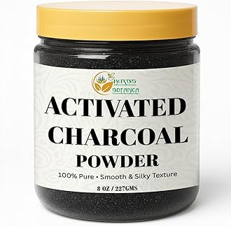 Activated Charcoal Powder, Food Grade Natural Detoxifier for Digestive Health, Teeth Whitening, Detoxification & Bug Bite Relief, 8 oz / 227 gm