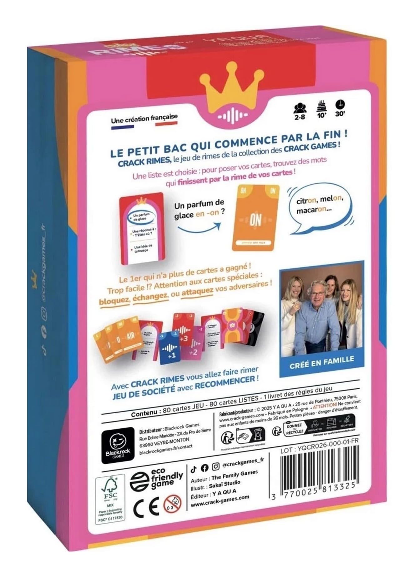 Set Crack Rimes + Crack List La Recrécrécréation in Französisch + 1 Decap Blumie – Kartenspiel – 2 bis 8 Spieler – ab 7 Jahren