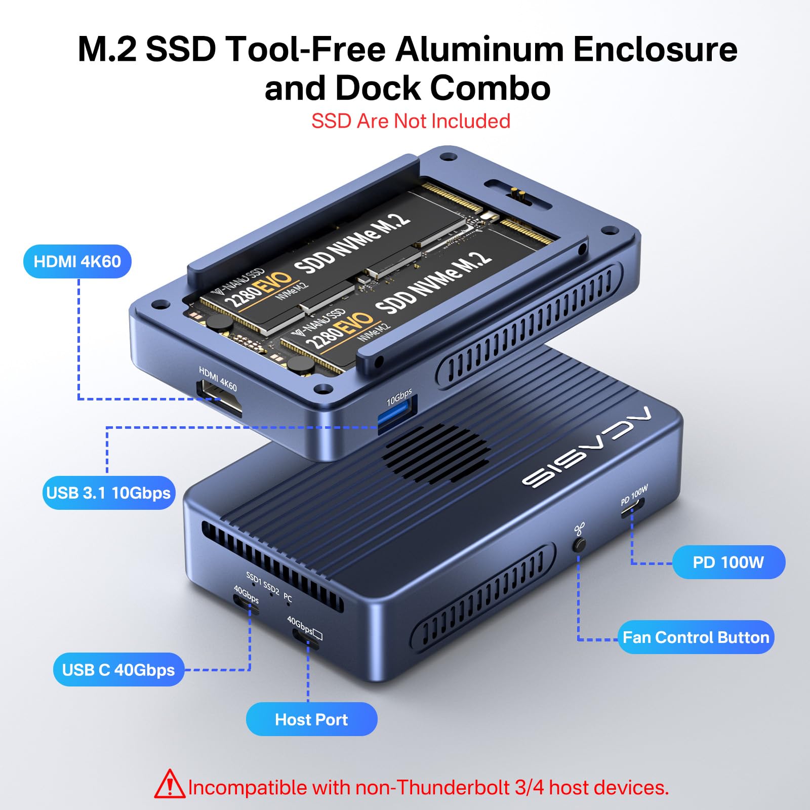 Amazon.co.jp: ACASIS 40Gbps M.2 NVMe SSDエンクロージャ 冷却ファン