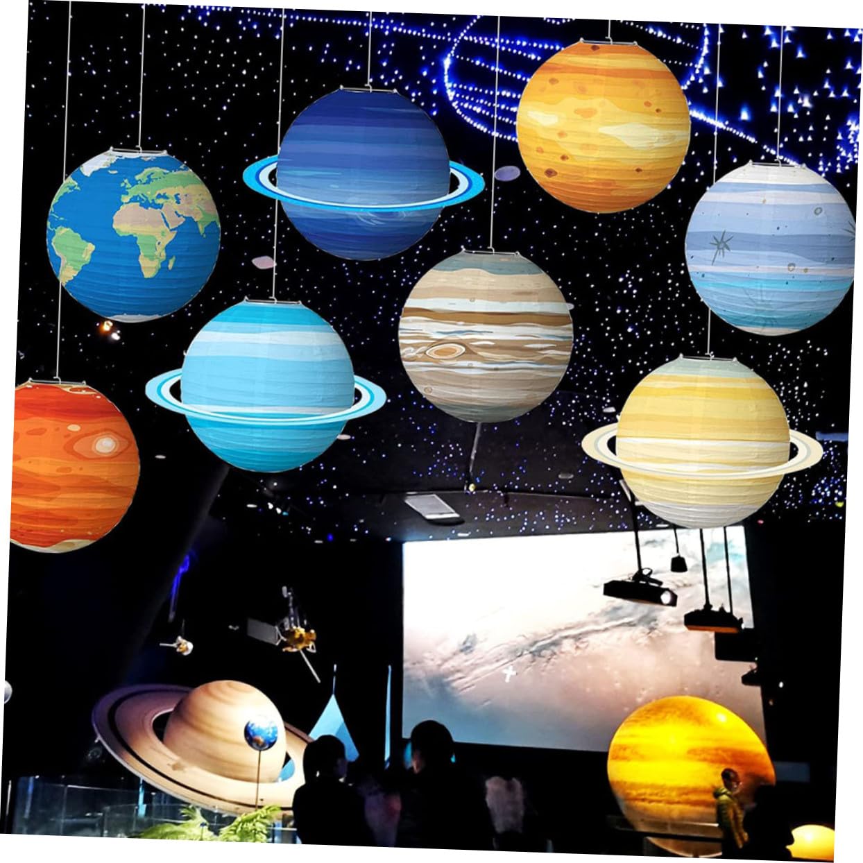 8 Stück Papierlaternen Aus Papier Sonnensystem Weltraum Partydekoration Für Kinder Geburtstag Klassenzimmer Planeten Hängelampen