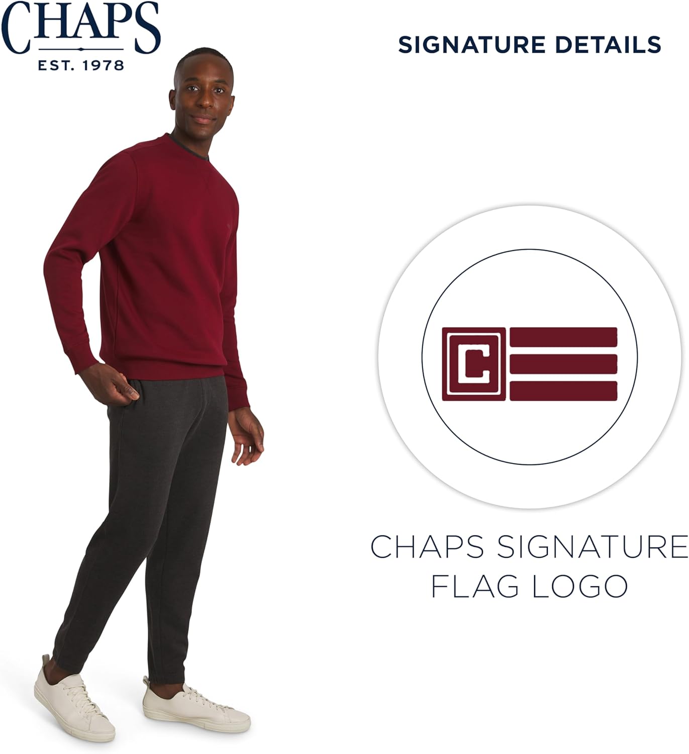 Chaps Men's Everyday Classic Casual Long Sleeve Super Soft Fleece Midweight Crewneck Sweater (S-2XL)