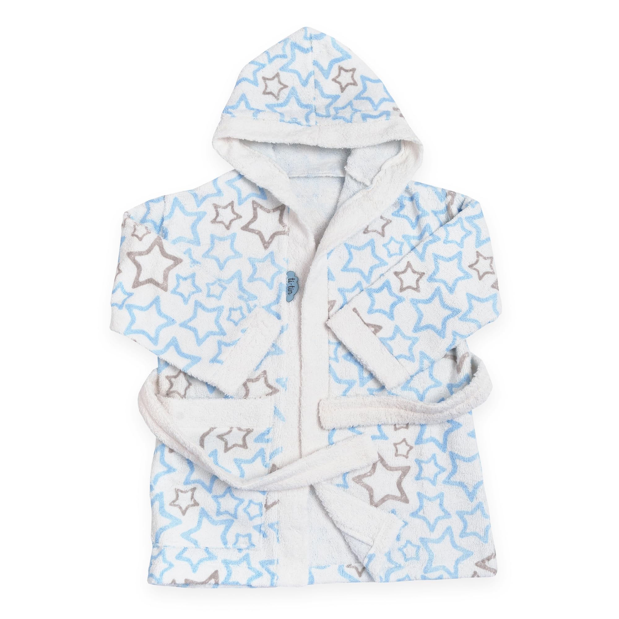 Ti TIN Bademantel Kinder, Baumwolle Frottee, Weich und Saugfähig, für Mädchen und Jungen, mit Kapuze Gürtel und Tasche