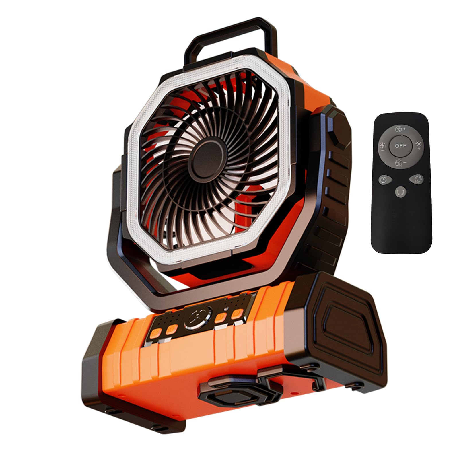 Ventilatore per tenda con luce LED, alimentato a batteria, ricaricabile tramite USB, 20000 mAh, potente per campeggio e interruzioni di corrente, forte