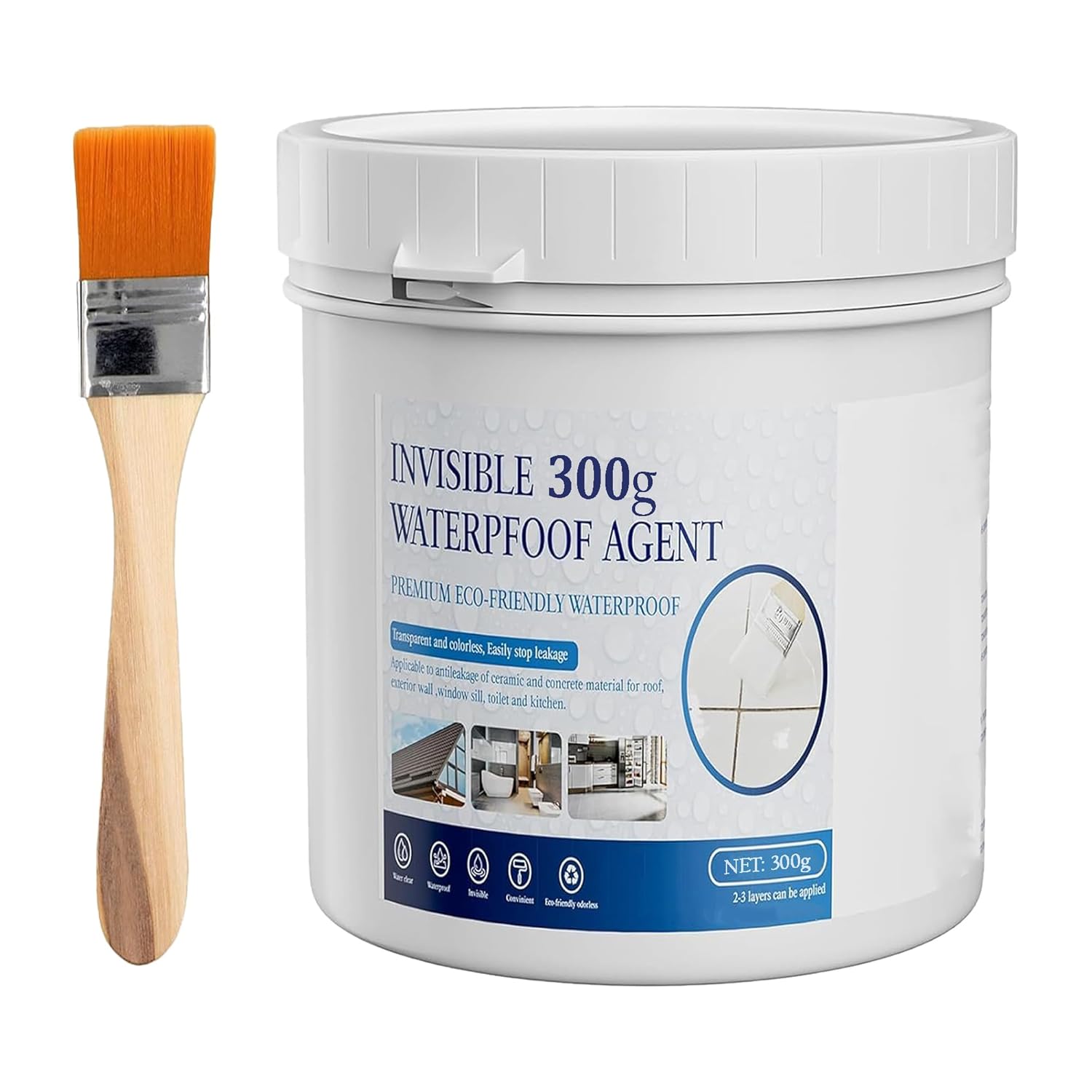 Magnova 300 Gm Transparent Waterproofing Glue with Brush for Roof Leakage, Crack Seal Water Leakage Solution Indoor Outdoor, Waterproof Adhesive Sealant for Bathroom Pipe Wall Tile Window (300 GM)