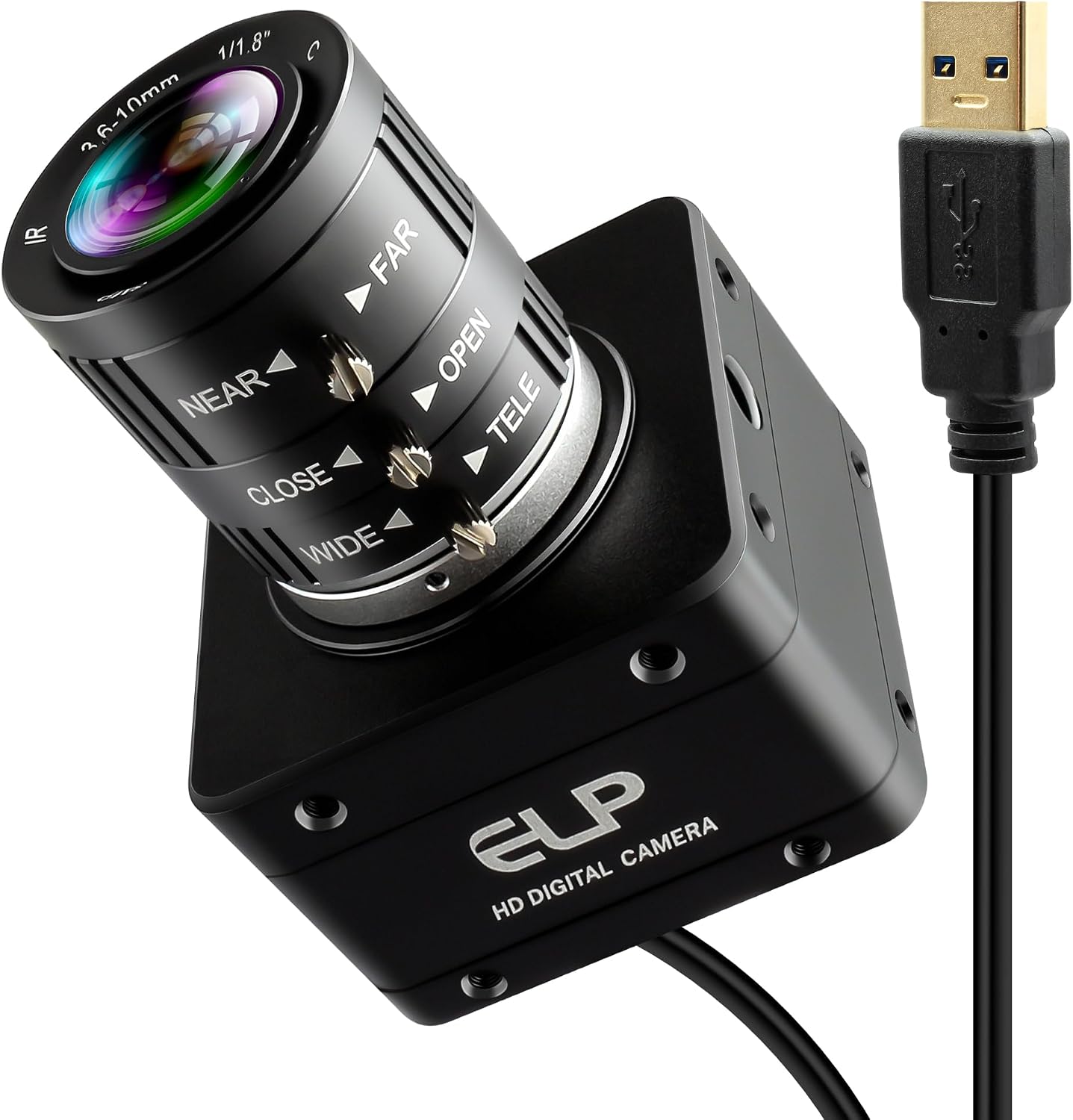 IFWTAER 12MP Industrial USB3.0 Camera,1080P@230fps High Frame Rate 4K@30fps UVC Camera,3.6-10mm Manual Zoom Lens,Plug and Play for Security Monitoring 3D Printing,Compatible with Windows Linux Mac