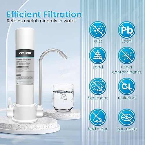 Miniatura 2 de Vortopt Sistema de filtración de agua para encimera - Filtro de agua para grifo para fregadero - Purificador de agua para cocina - Reduce el cloro,