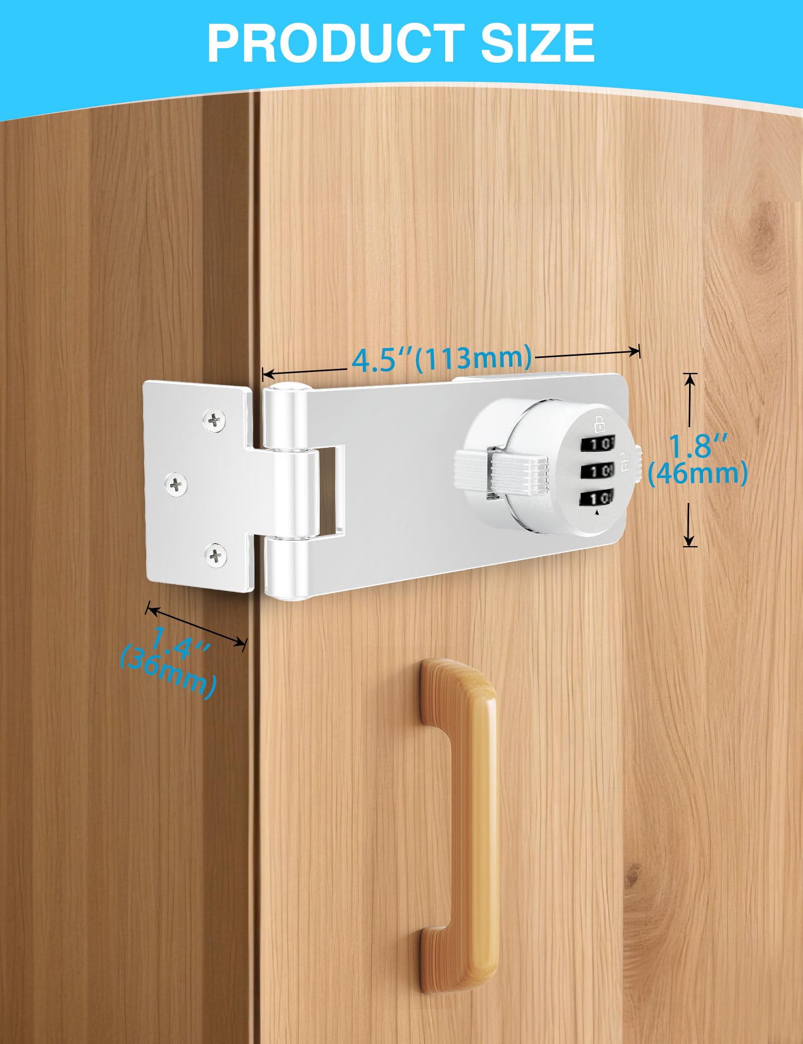 Cerradura de combinación de gabinete sin llave, cerradura giratoria de 3 dígitos para puertas, armarios, cajones, puerta de granero, baño, exterior, armario, valla, aleación de zinc duradera