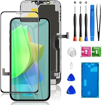 for iPhone 12 Pro Max Screen Replacement 6.7 inch, 3D Touch LCD Screen Digitizer Front Display Assembly with Waterproof Seal+Tempered Glass+Repair Tools