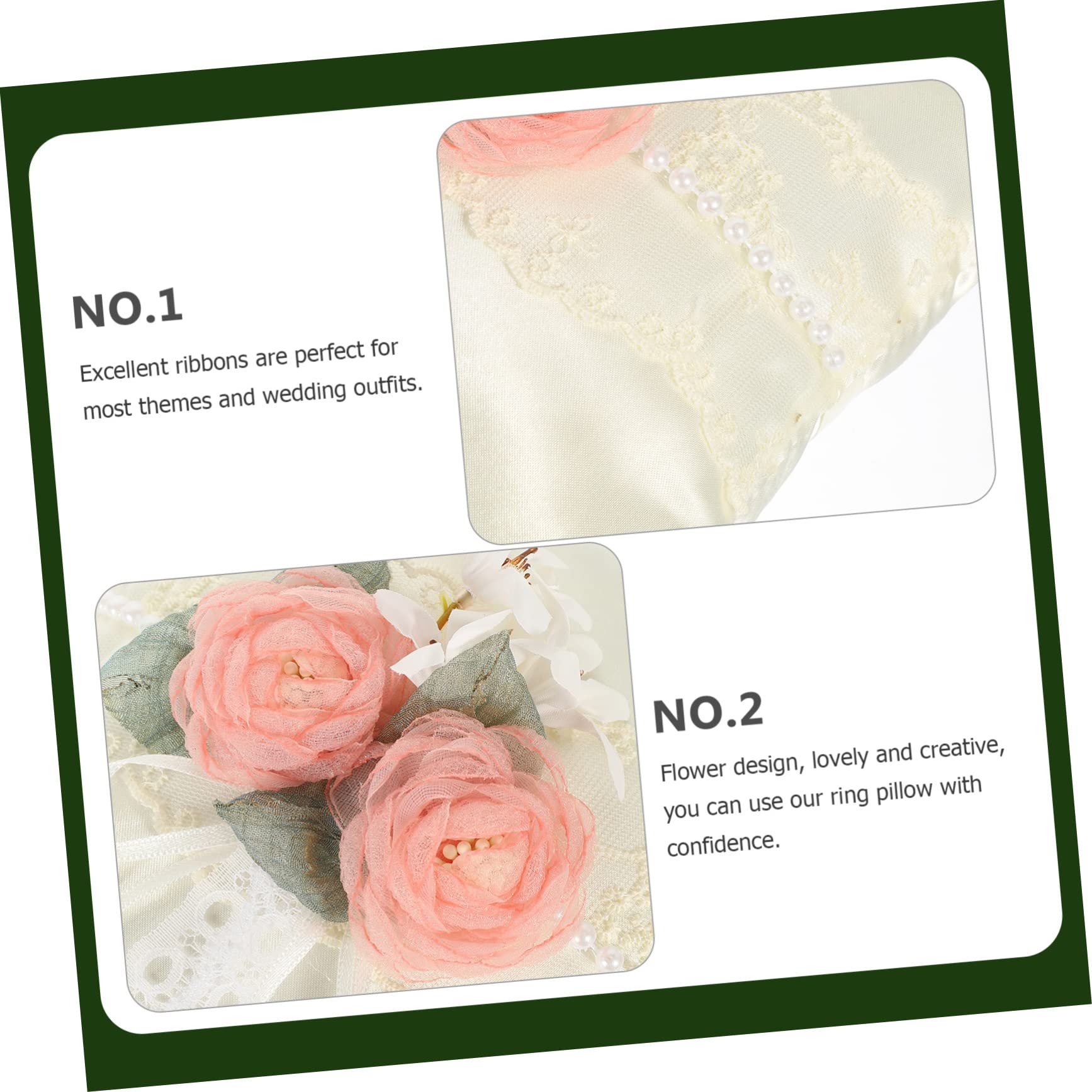 Abaodam 2pièces Coussin Alliances Fleurs Blanches Accessoire De Mariage Élégant pour Présentation des Anneaux Décoration Romantique pour Cérémonies De Mariage