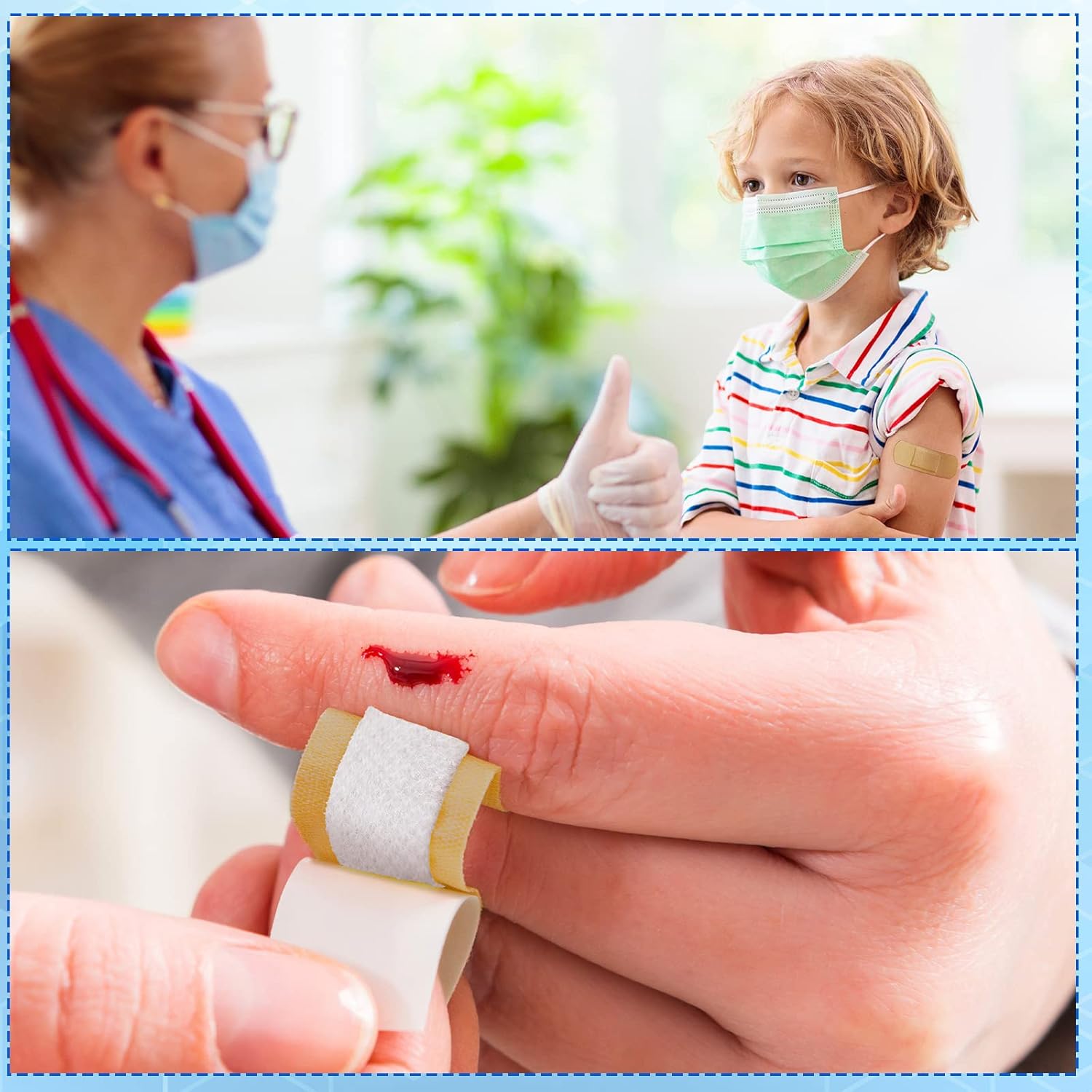 Lounsweer 1000 Pcs Fabric Adhesive Bandages Variety Pack Bulk Assorted Sizes Flexible Breathable Patch Fabric Bandages for Family First Aid Skin Wrap Finger Wound, Natural