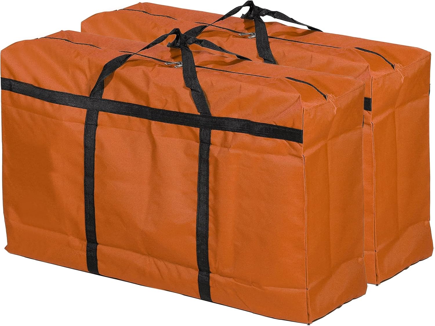 PATIKIL Storage Tote with Zippers, 2 Pack 180L Capacity Foldable Heavy Moving Tote Bags for Bedding Clothes, Orange