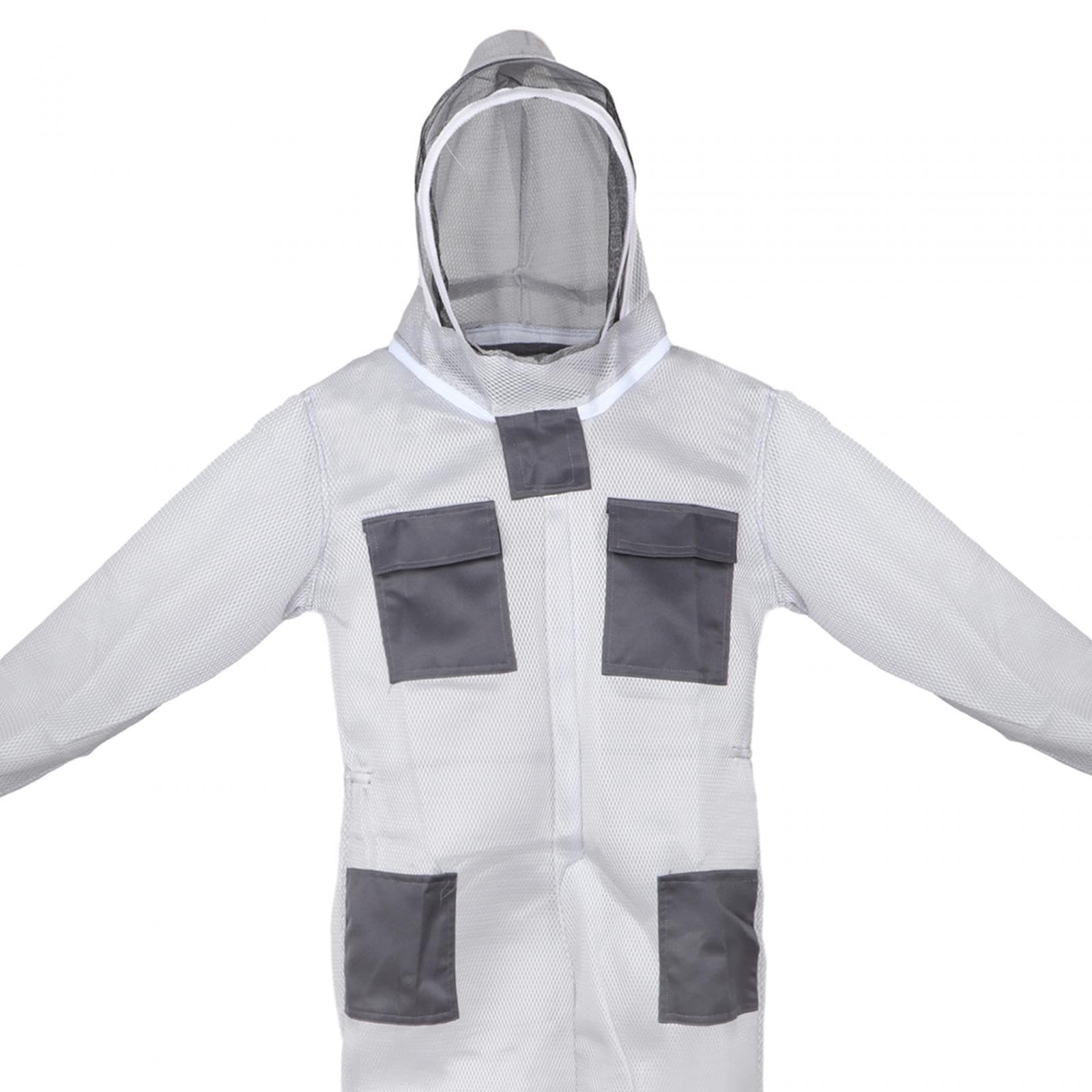 Fenteer Traje de Apicultura Ventilado para Apicultor, Ropa Protectora Gris, Traje de Apicultor Ventilado de Manga Larga, Traje de Apicultor Ventilado, XXL 176 a 185cm