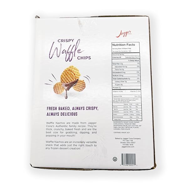 Jagger Cone Company Waffle Nachos Crispy Chips, for Ice Cream and Cannoli Dip, Made in USA, 5.5 lb Box, 1 Count
