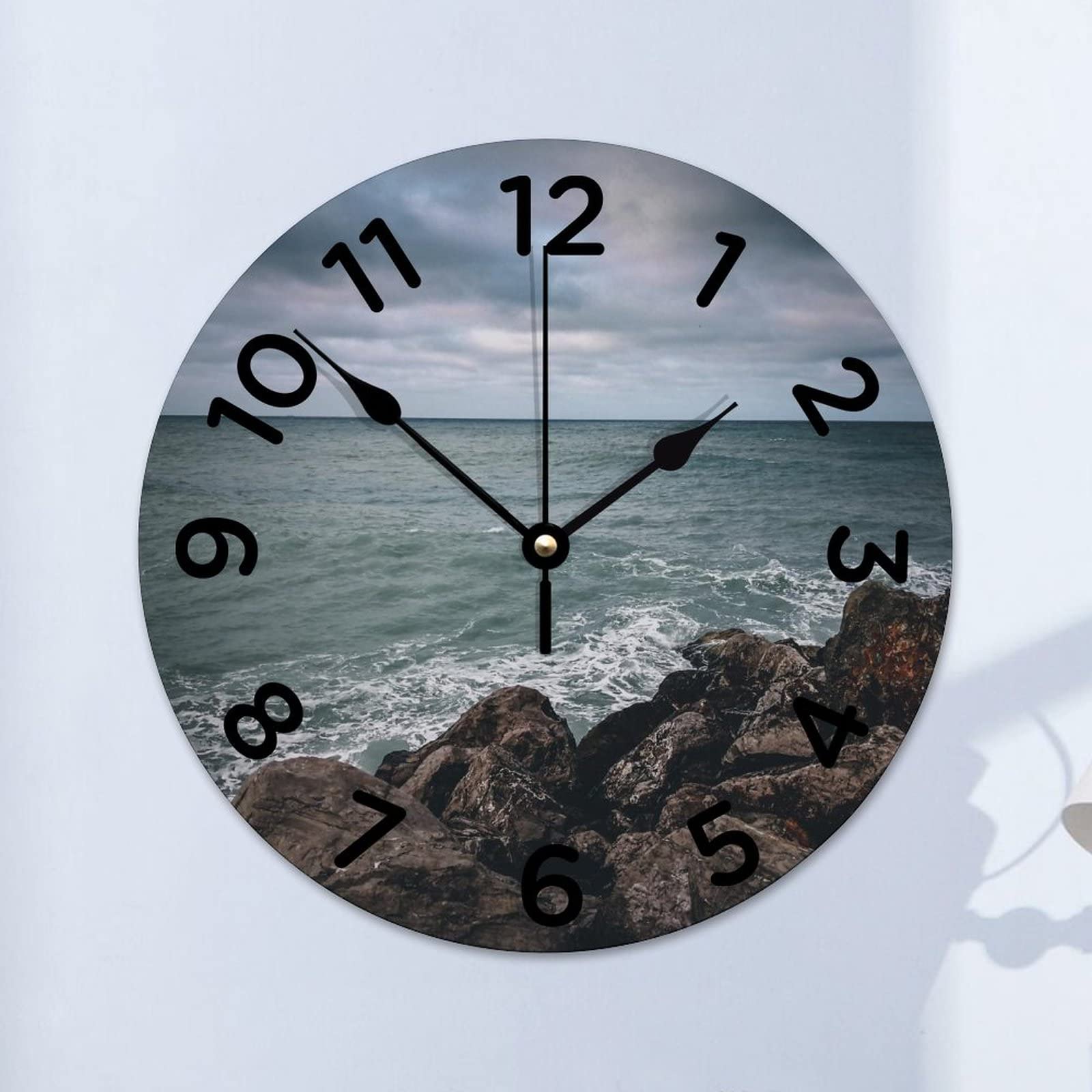 Horloge murale paysage rocher decoration interieure elegante ronde 38 cm