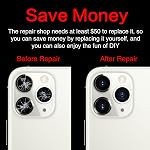 2PCS ASDAWN Back Rear Camera Lens Glass Replacement for iPhone 11 Pro and 11 Pro Max Camera Lens Replacement with Pre-Installed Adhesive + Installation Manual + Repair Tool Kit