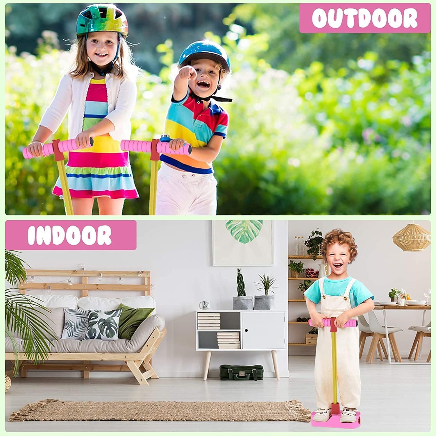 DEVHEART Jumping Promotes Growing Taller- Pogo Stick Foam Pogo Jumper for Kids, Toys for 3-10 Year Old Boys Girls Outdoor Toys Indoor Toys Fun Gifts Christmas Stocking Stuffers Gifts 4