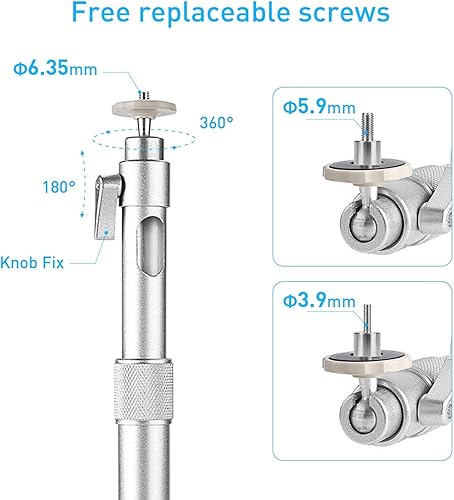 Miniatura 4 de NIERBO Colgador universal de montaje en pared para proyector, cabezal giratorio de 360 con longitud extensible, soporte de montaje de 11.8 a 19.7