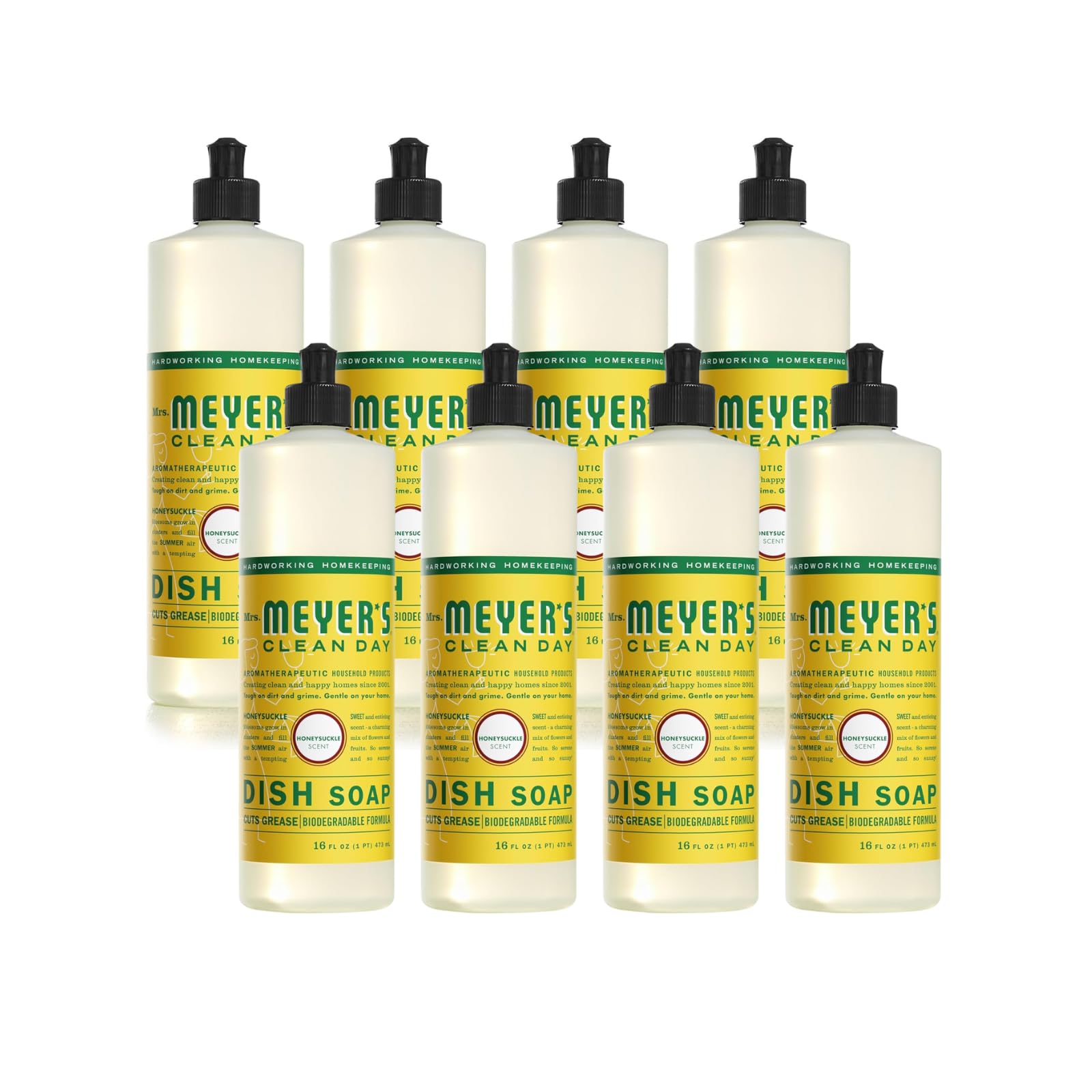 Mrs Meyers Clean Day Dish Soap Honeysuckle 16fl oz Pack of 8