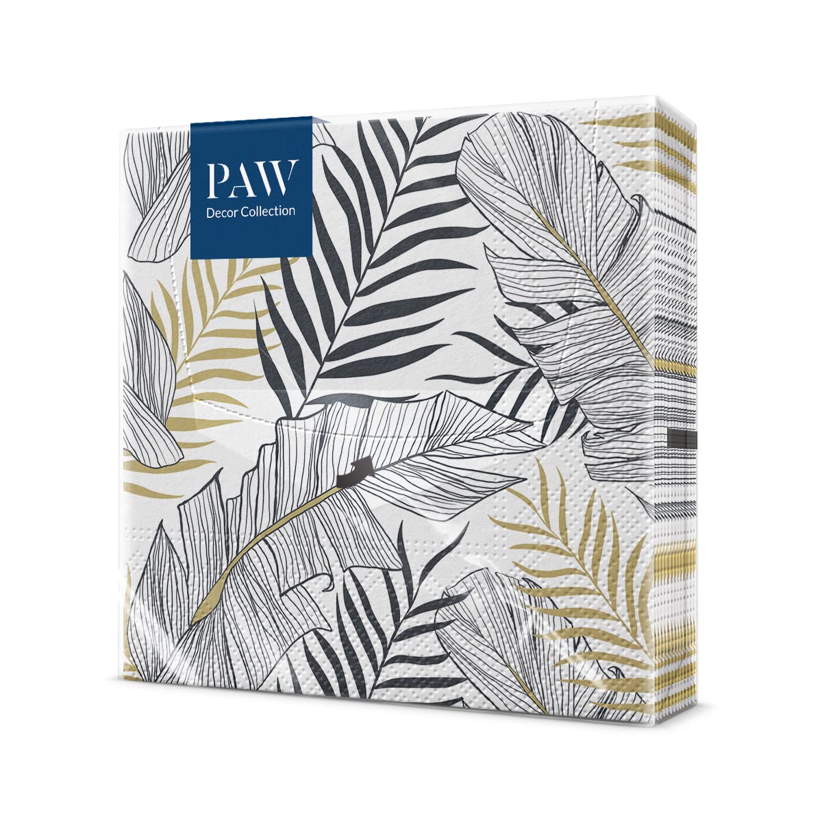 PAW Napkins 3-Ply (33 x 33 cm) I Pack of 20 I Perfect for Birthdays, Parties, Weddings, Communion and Celebrations I Paper Napkins Colourful - Natural, Leaves I Colour: Exotic Leaves